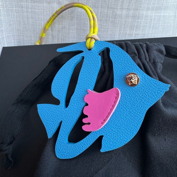 New Versace Fish Bag Charm In Blue - Picture 3 of 5